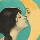 Woman kissing the moon | Vintage love and Valentine | Antique man in the moon | Celestial wall art | Old Dixie moon | Modern Vintage decor