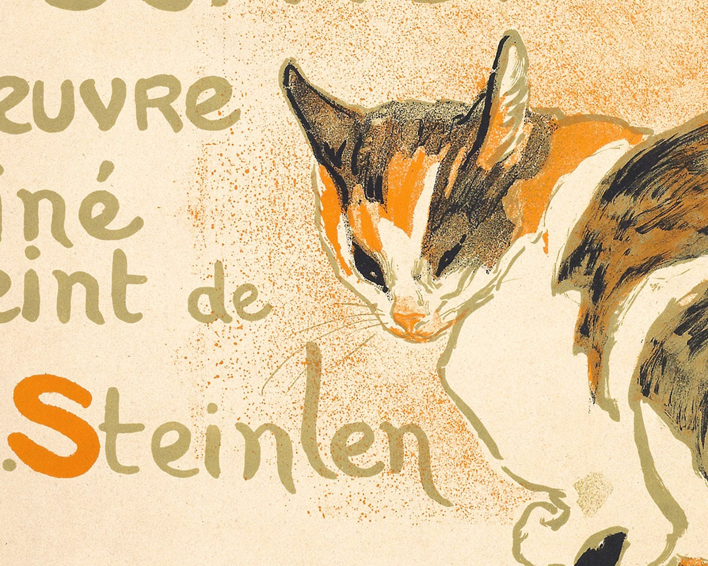 Vintage cat art | Orange tabby and black cat | Animal wall decor | Modern vintage décor | Ready to frame & gift | Steinlen