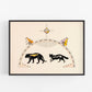 Vintage Awa Tsireh art print | Pueblo Indian black mountain lion and fox | Southwestern style painting | Eco-friendly gift