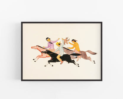 Lámina de arte indígena vintage | Awa Tsireh | Pelea de gallinas navajo | Arte mural nativo americano | Regalo ecológico