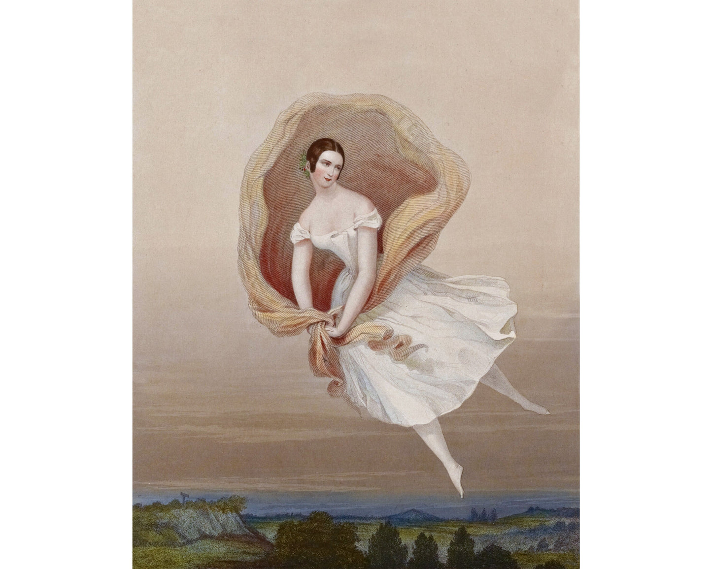 Vintage dancer in the sky | French ballet Giclée fine art print | 19th century dance costume | Modern Vintage decor | Eco-friendly gift