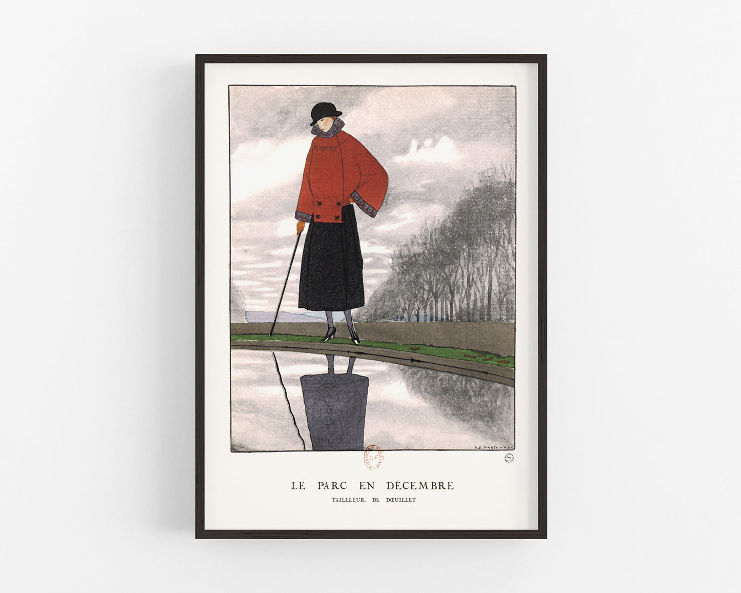 Vintage French fashion | the Park in December | 1920's fashion plate | Art deco style art | Giclée fine art print | Eco-friendly gift