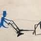 Bill Traylor Americana art | Man with a plow | Farm folk art | African American self-taught artist | Modern vintage wall décor