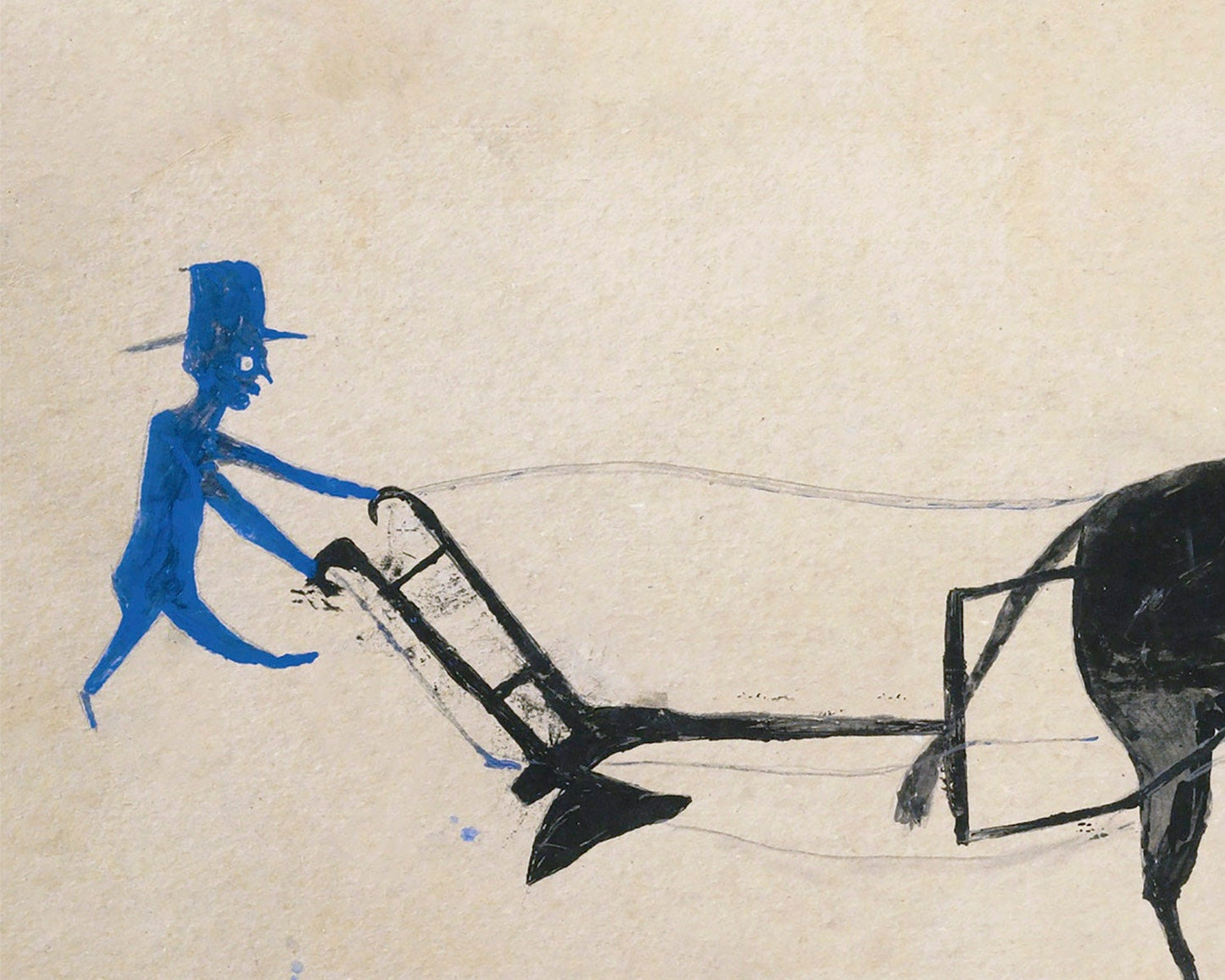 Bill Traylor Americana art | Man with a plow | Farm folk art | African American self-taught artist | Modern vintage wall décor