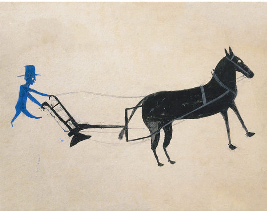 Arte americano de Bill Traylor | Hombre con un arado | Arte popular de granja | Artista autodidacta afroamericano | Decoración de pared vintage moderna