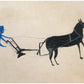 Bill Traylor Americana art | Man with a plow | Farm folk art | African American self-taught artist | Modern vintage wall décor