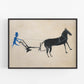 Bill Traylor Americana art | Man with a plow | Farm folk art | African American self-taught artist | Modern vintage wall décor