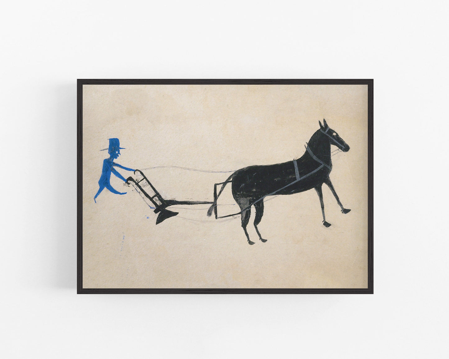 Bill Traylor Americana art | Man with a plow | Farm folk art | African American self-taught artist | Modern vintage wall décor