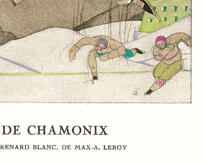 Moda de patinaje francesa de época | La belleza de Chamonix | Ilustración de moda de los años 20 | Arte art déco | Impresión artística giclée | Regalo ecológico
