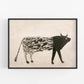 Bill Traylor Americana art | Spotted bull | Farm folk art | African American self-taught artist | Modern vintage wall décor