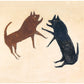 Two dogs fighting | Bill Traylor Americana art | Animal folk art | African American self-taught artist | Modern vintage wall décor