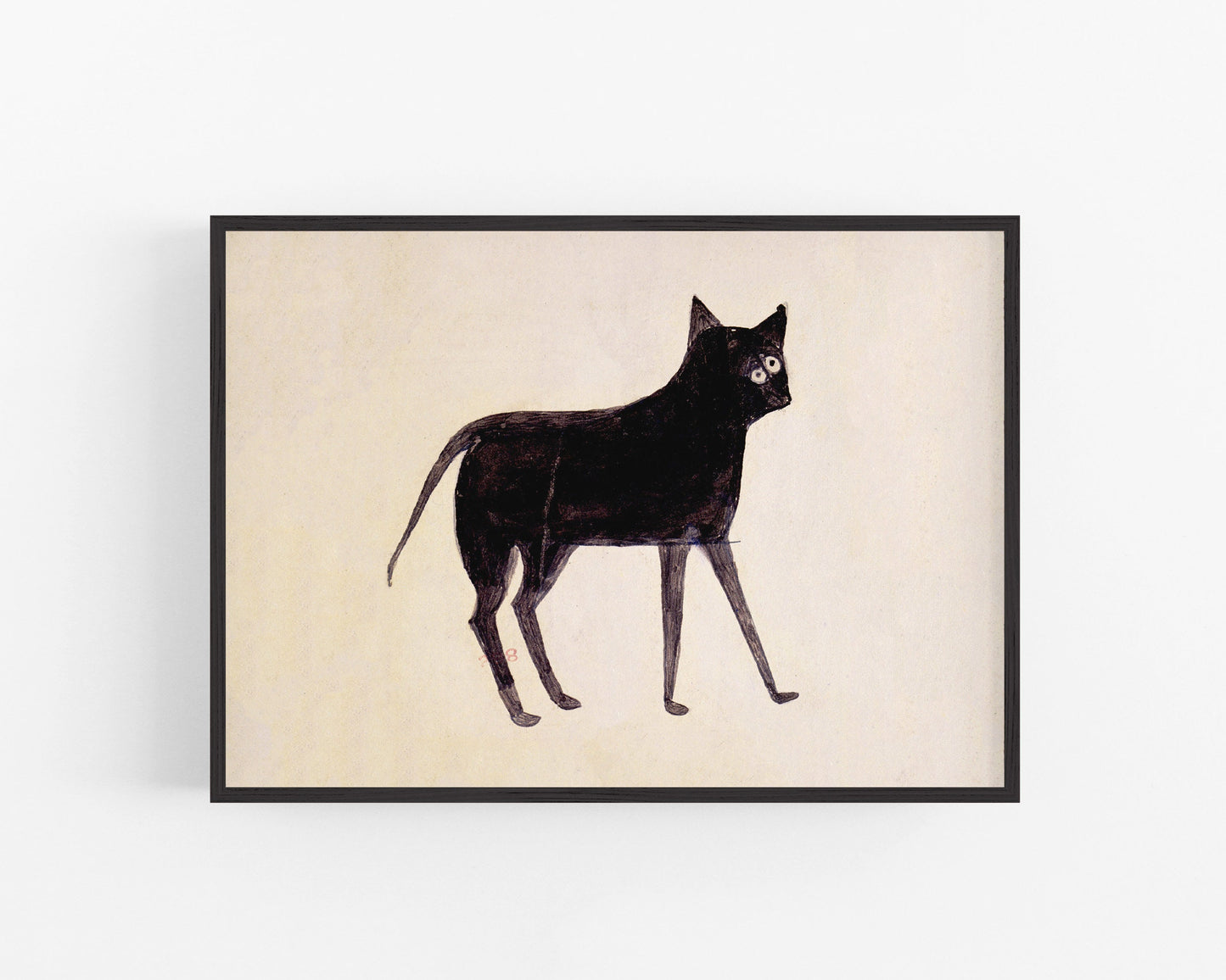 Bill Traylor Americana art | Black cat | Animal folk art | African American self-taught artist | Modern vintage wall décor