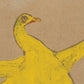 Bill Traylor Americana art | Yellow chicken on cardboard | Farm folk art | African American self-taught artist | Modern vintage wall décor