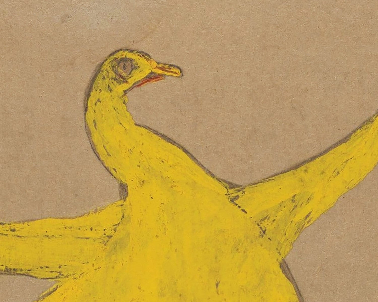 Bill Traylor Americana art | Yellow chicken on cardboard | Farm folk art | African American self-taught artist | Modern vintage wall décor