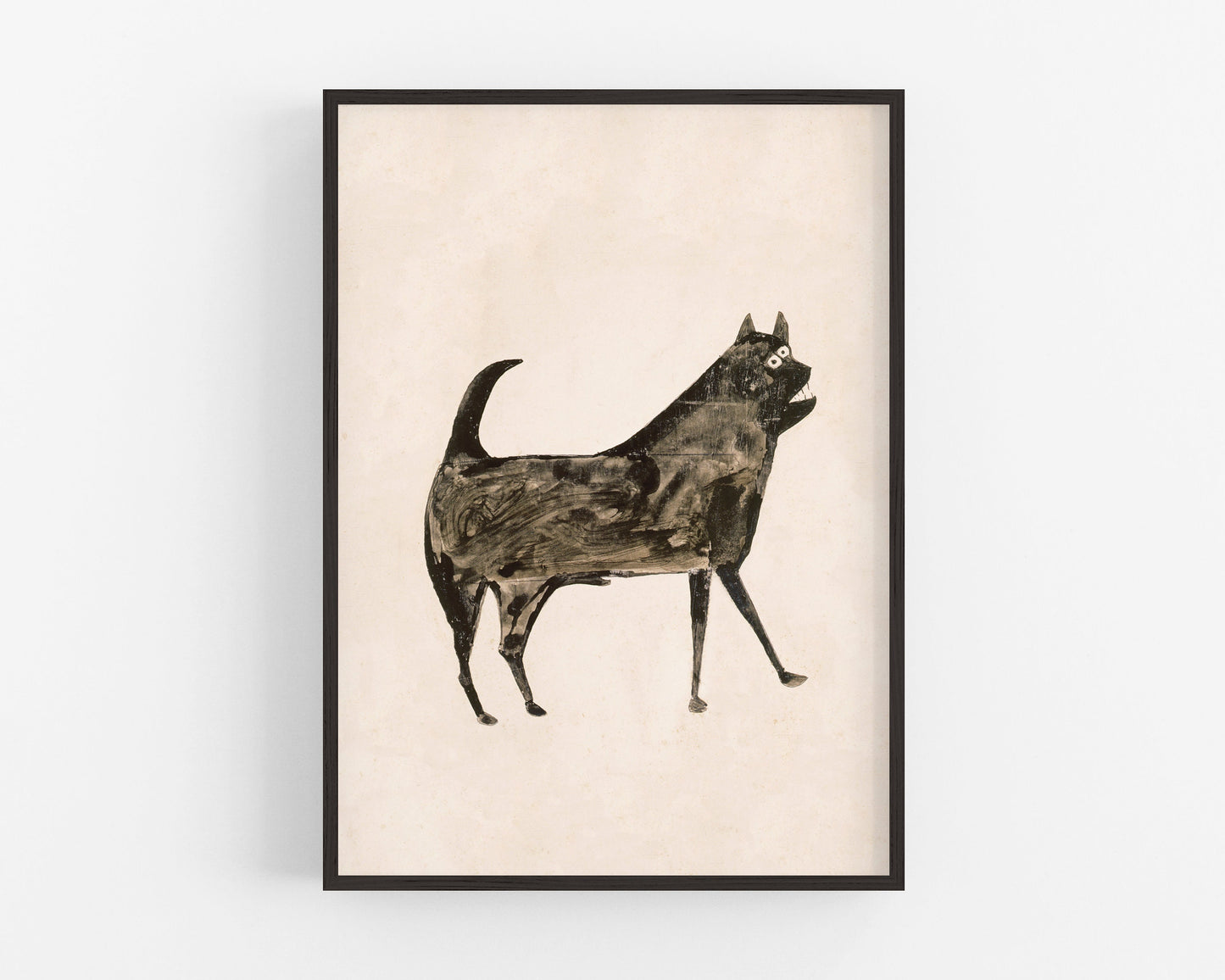 Bill Traylor Americana art | Black dog | Animal folk art | African American self-taught artist | Modern vintage wall décor