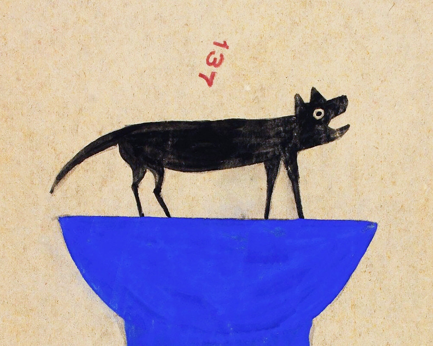 Bill Traylor Americana art | Man carrying dog or cat | Animal folk art | African American self-taught artist | Modern vintage wall décor