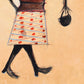 Bill Traylor Americana art | Woman walking with purse | Fashion folk art | African American self-taught artist | Modern vintage wall décor