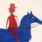 Bill Traylor Americana art | Man on horse with dog | Farm folk art | African American self-taught artist | Modern vintage wall décor