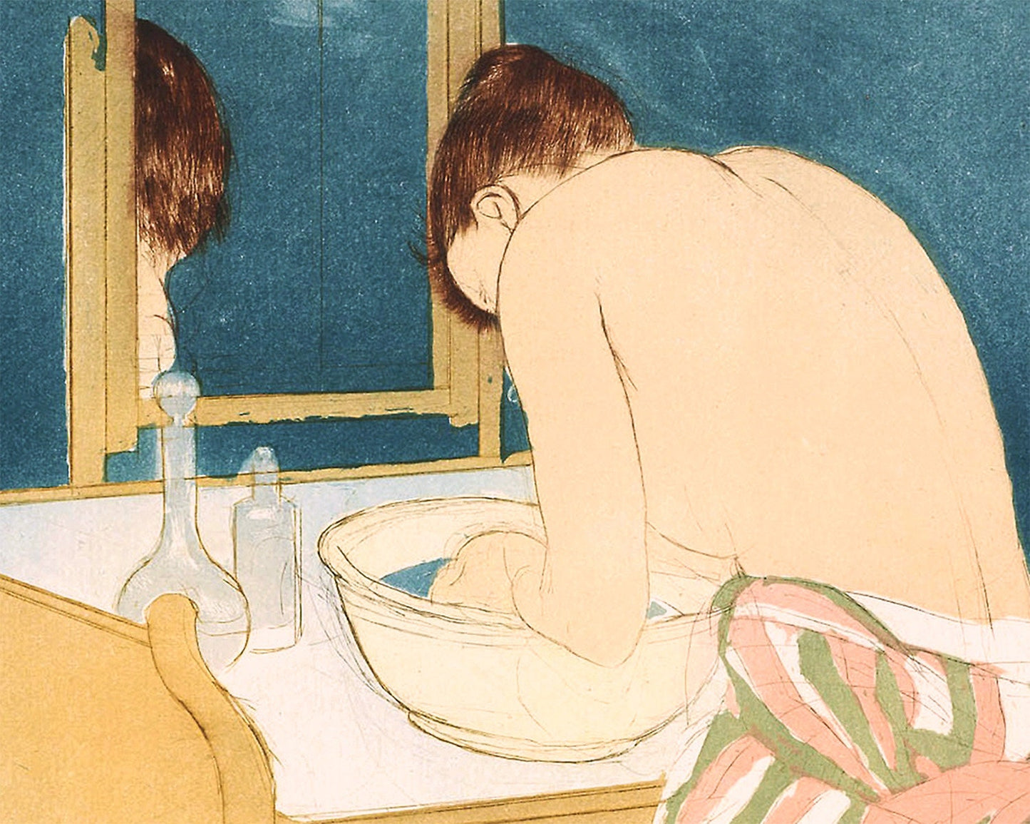 Vintage woman bathing painting  | Mary Cassatt | Bathroom decor | Female artist | Feminist art | Art deco art | Eco-friendly gift