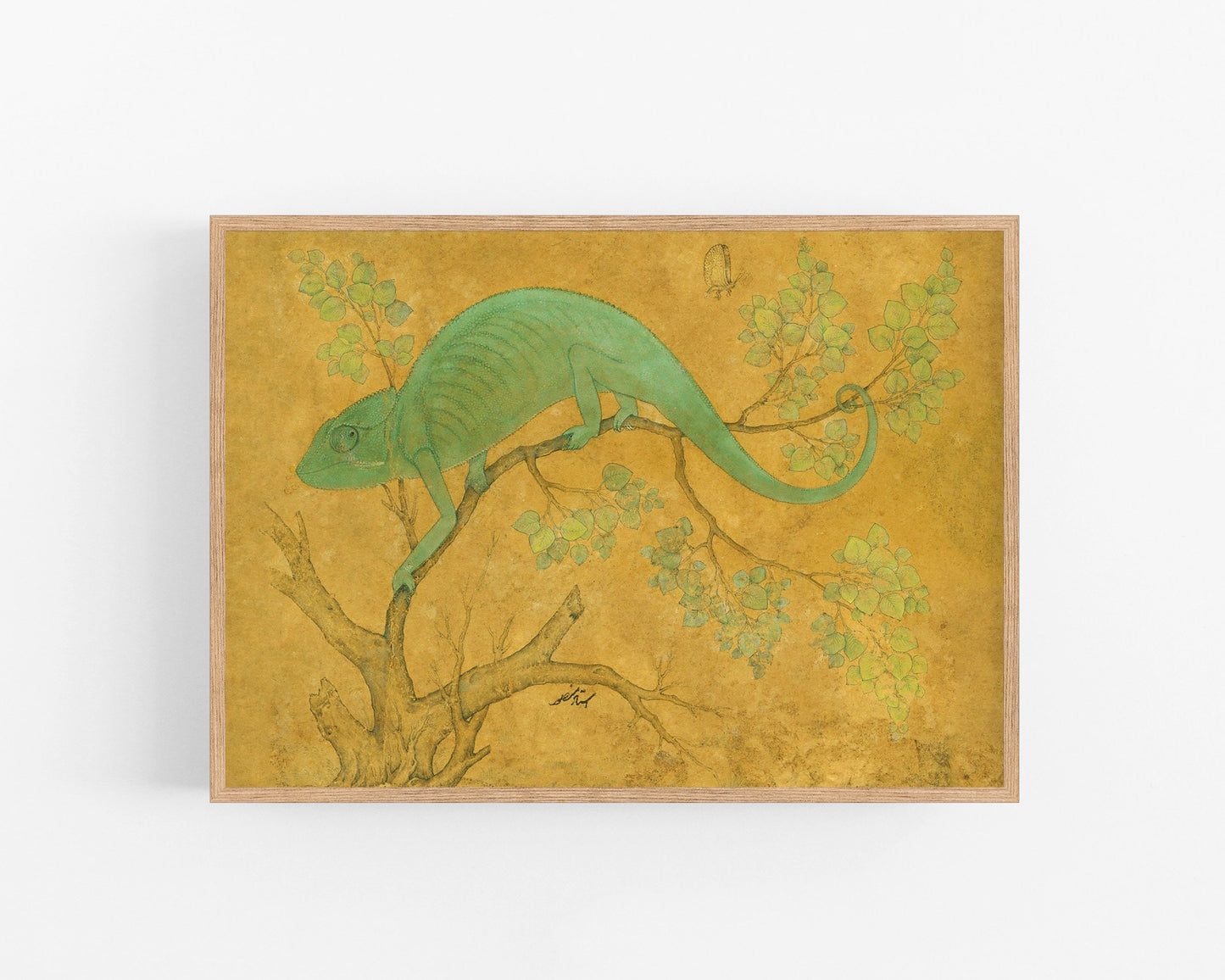 Chameleon in a tree | 17th century natural science | Antique Animal and Nature art | Indian painter Ustad Mansur | Eco-friendly