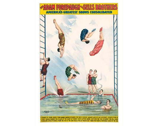 Vintage French diving advertisement | Circus of the sea | Bathroom, kids, game room wall art | Modern vintage décor | Eco-friendly gift