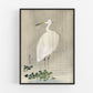 Vintage egret fine art print | Bird in grey rain | Japanese art | Art nouveau animal woodcut | Ohara Koson | Animal wall art