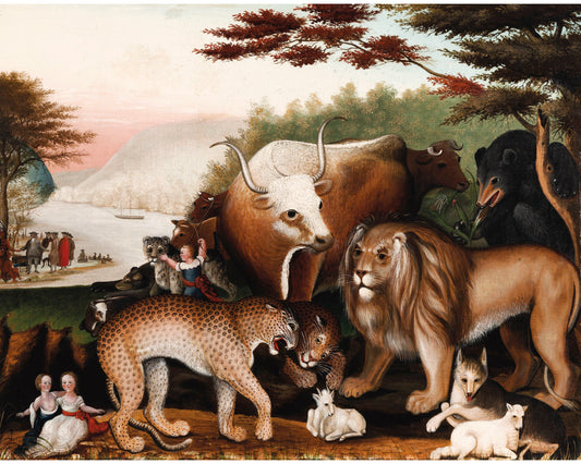 Arte animal antiguo | Peaceable Kingdom de Edward Hicks | Pintura de historia natural | Decoración vintage moderna | Regalo ecológico