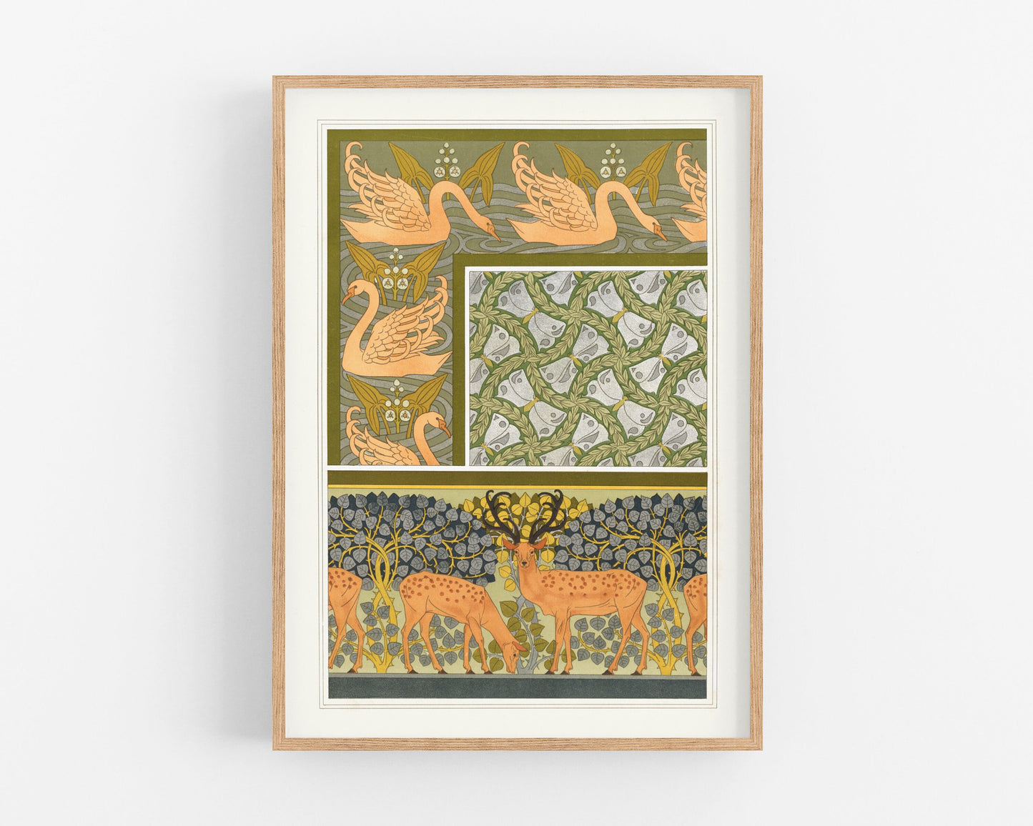 Art nouveau animal | Swans, butterflies, deer art | L'animal dans la Décoration | Natural History | Modern vintage décor | Eco-friendly gift