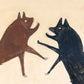 Two dogs fighting | Bill Traylor Americana art | Animal folk art | African American self-taught artist | Modern vintage wall décor