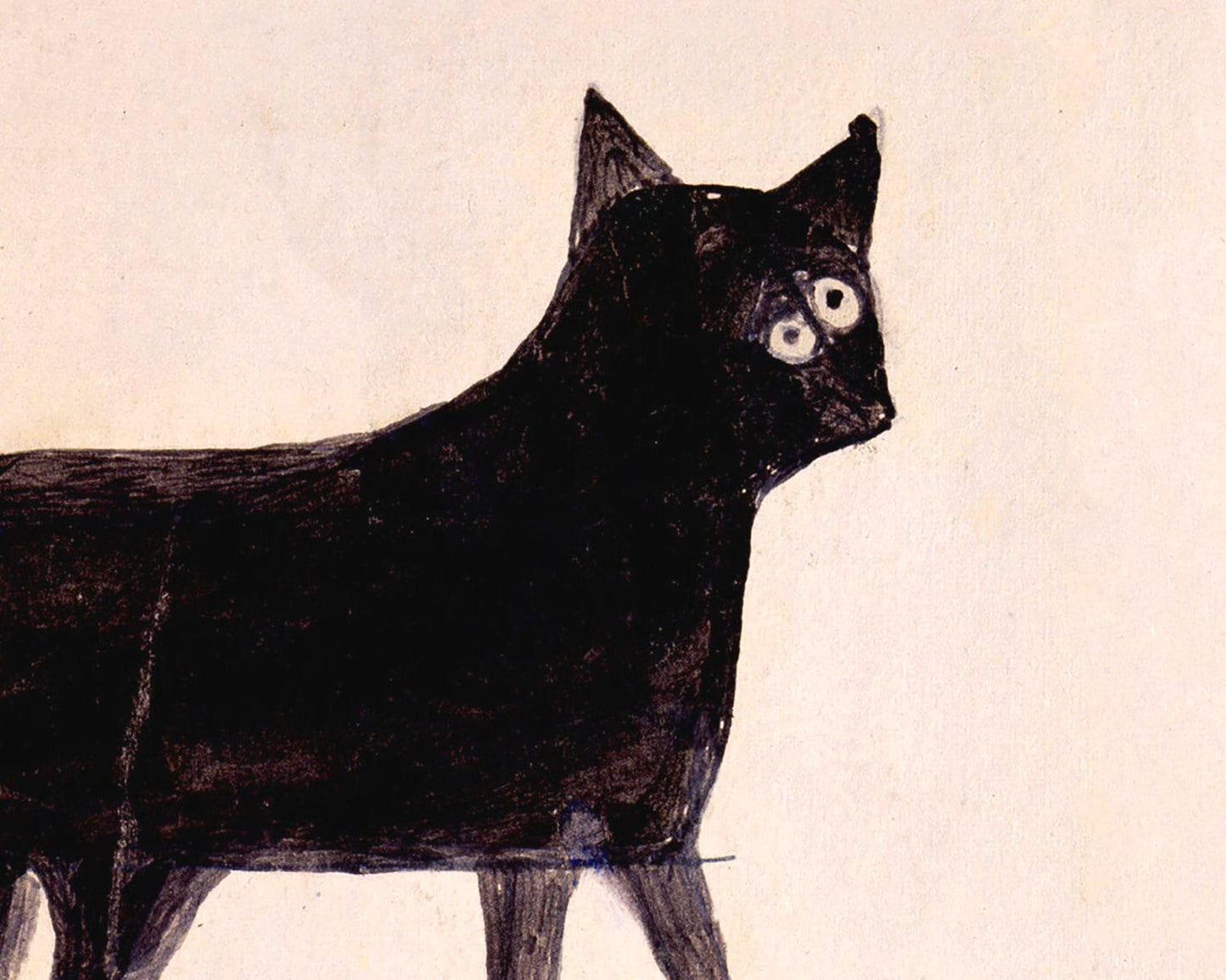 Bill Traylor Americana art | Black cat | Animal folk art | African American self-taught artist | Modern vintage wall décor