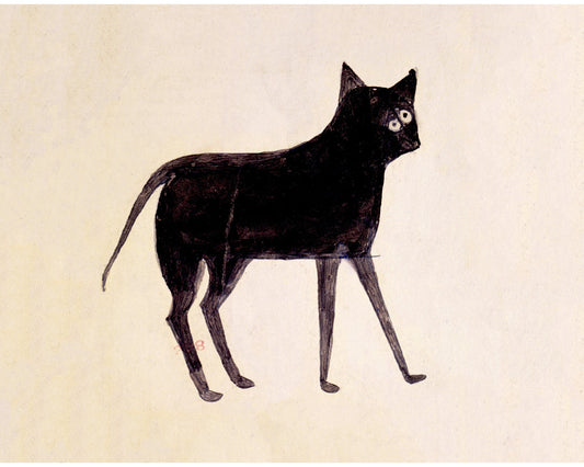 Arte americano de Bill Traylor | Gato negro | Arte popular animal | Artista autodidacta afroamericano | Decoración de pared vintage moderna