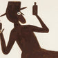 Bill Traylor Americana art | Drinking man and dog | Animal folk art | African American self-taught artist | Modern vintage wall décor