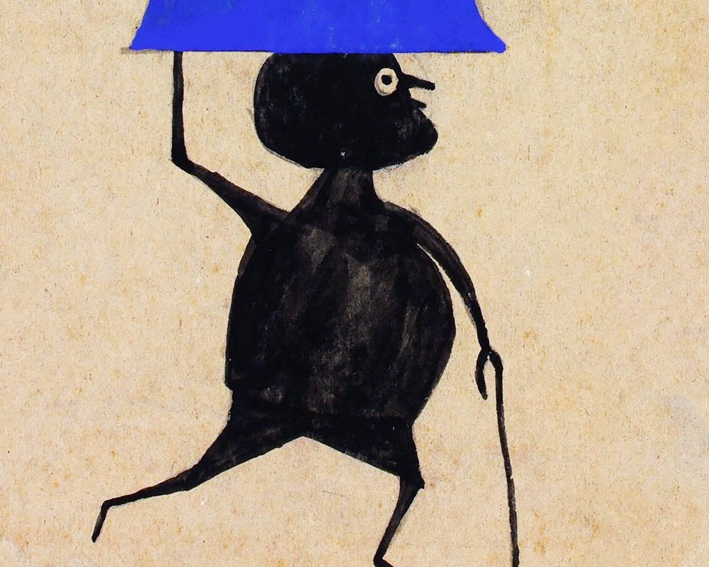 Bill Traylor Americana art | Man carrying dog or cat | Animal folk art | African American self-taught artist | Modern vintage wall décor