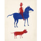 Bill Traylor Americana art | Man on horse with dog | Farm folk art | African American self-taught artist | Modern vintage wall décor