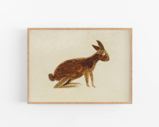 Bill Traylor Americana art | Brown rabbit | Farm folk art | African American self-taught artist | Modern vintage wall décor