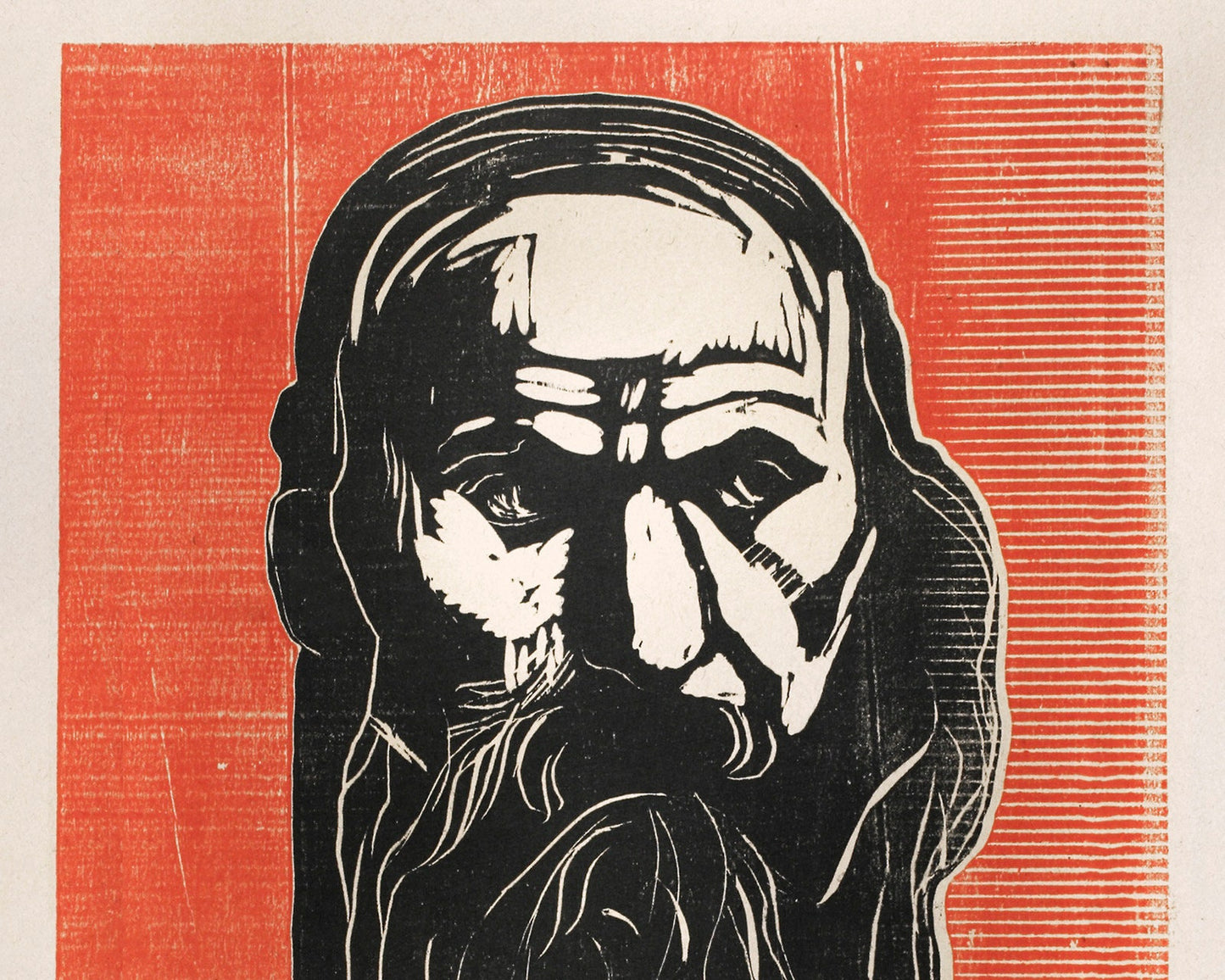 Old man with beard print | Vintage Edvard Munch | Woodcut portrait painting | Fine art men | Big beard | Modern vintage décor