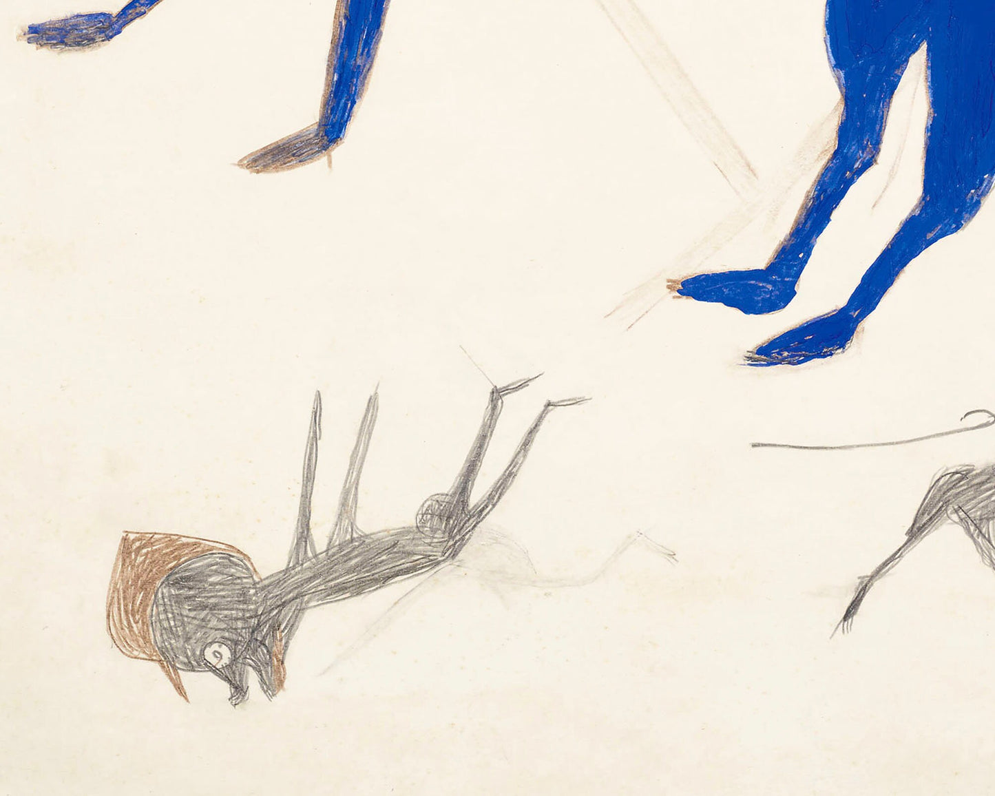 Bill Traylor Americana art | Blue animal with figures | Animal folk art | African American self-taught artist | Modern vintage wall décor