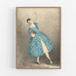 Vintage dancer art print | Crown of stars | Blue dress of stars | 19th century dance costume | Ballet fashion plate | Modern Vintage decor