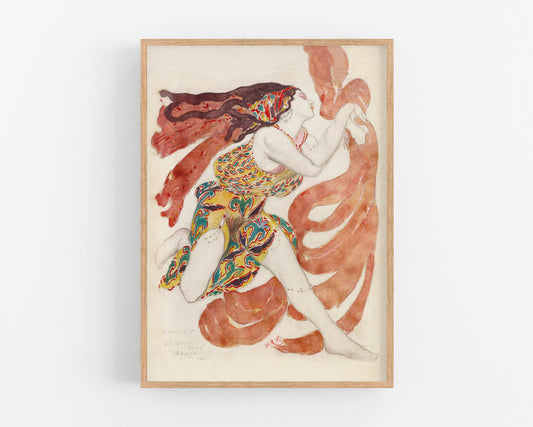 Arte de danza vintage | Traje para la danza Narcisse | Grabado de Leon Bakst | Lámina de moda de ballet | Decoración vintage moderna | Regalo ecológico