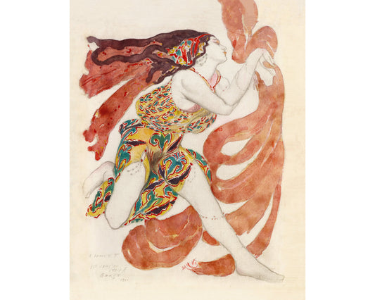 Arte de danza vintage | Traje para la danza Narcisse | Grabado de Leon Bakst | Lámina de moda de ballet | Decoración vintage moderna | Regalo ecológico