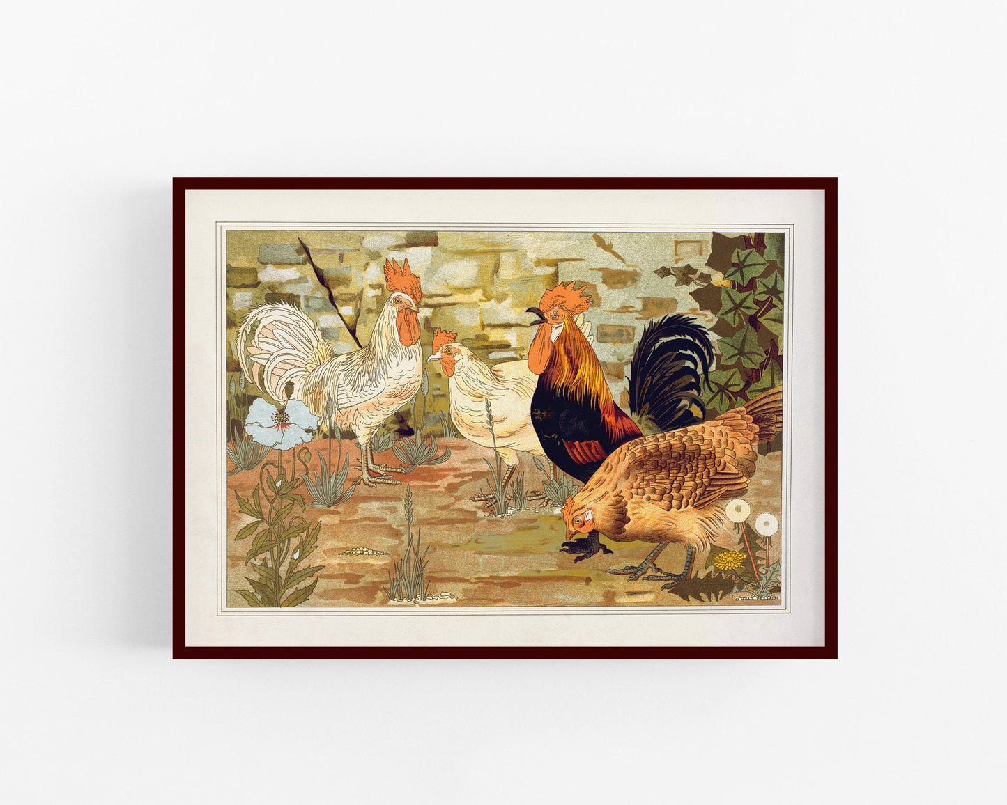 Art nouveau chicken | L'animal dans la Décoration | Farm animal print | Natural History art | Modern vintage décor | Eco-friendly gift