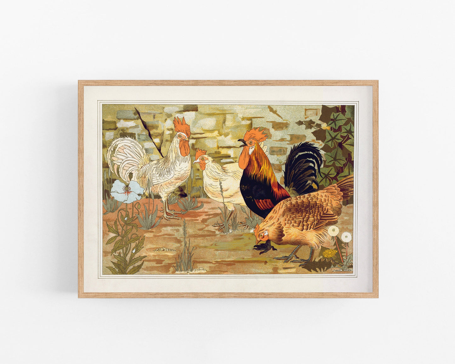 Art nouveau chicken | L'animal dans la Décoration | Farm animal print | Natural History art | Modern vintage décor | Eco-friendly gift