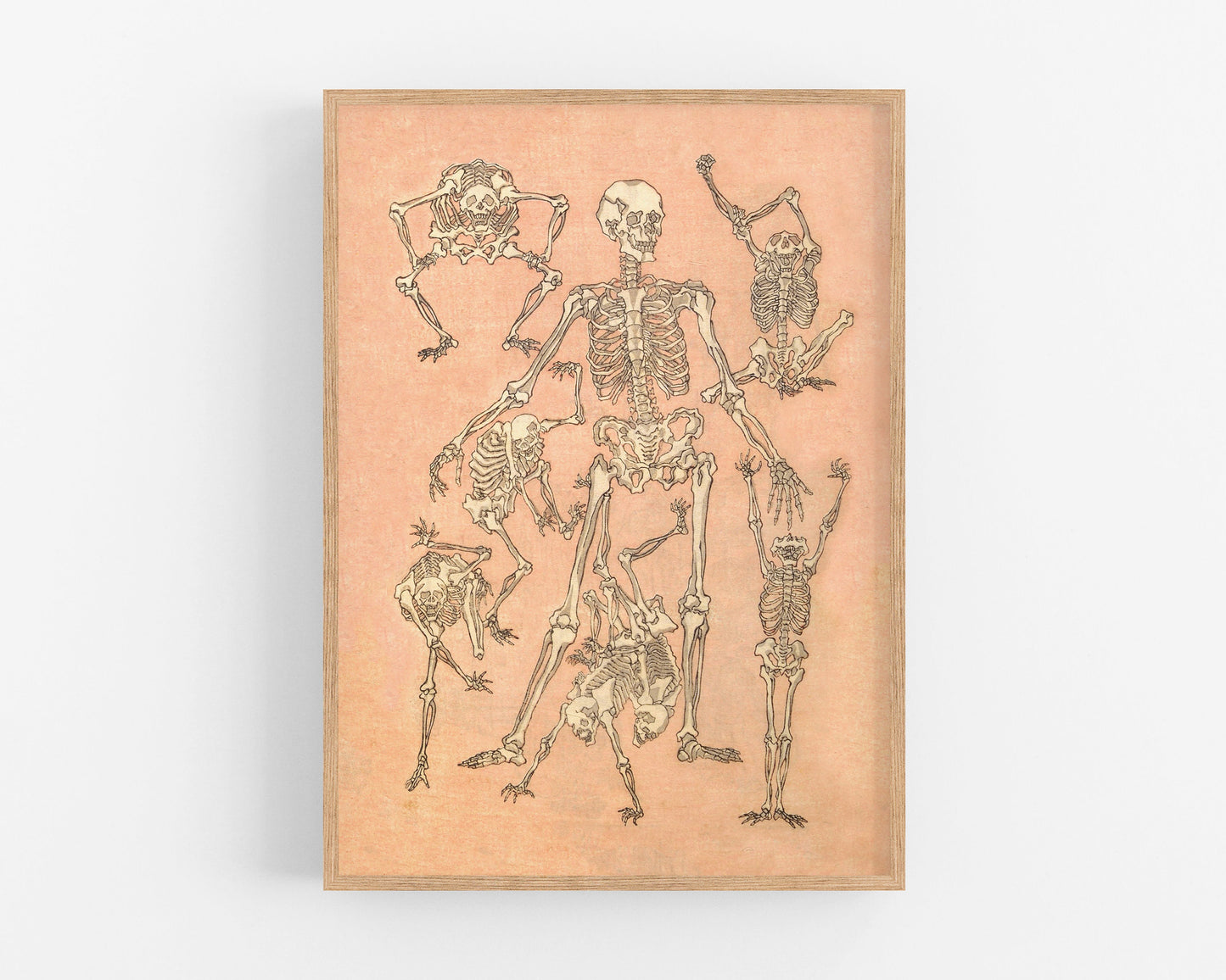 Vintage skeleton art | Kawanabe Kyosai sketch | 19th century Asian | Human anatomy print | Modern vintage décor | Eco-friendly gift