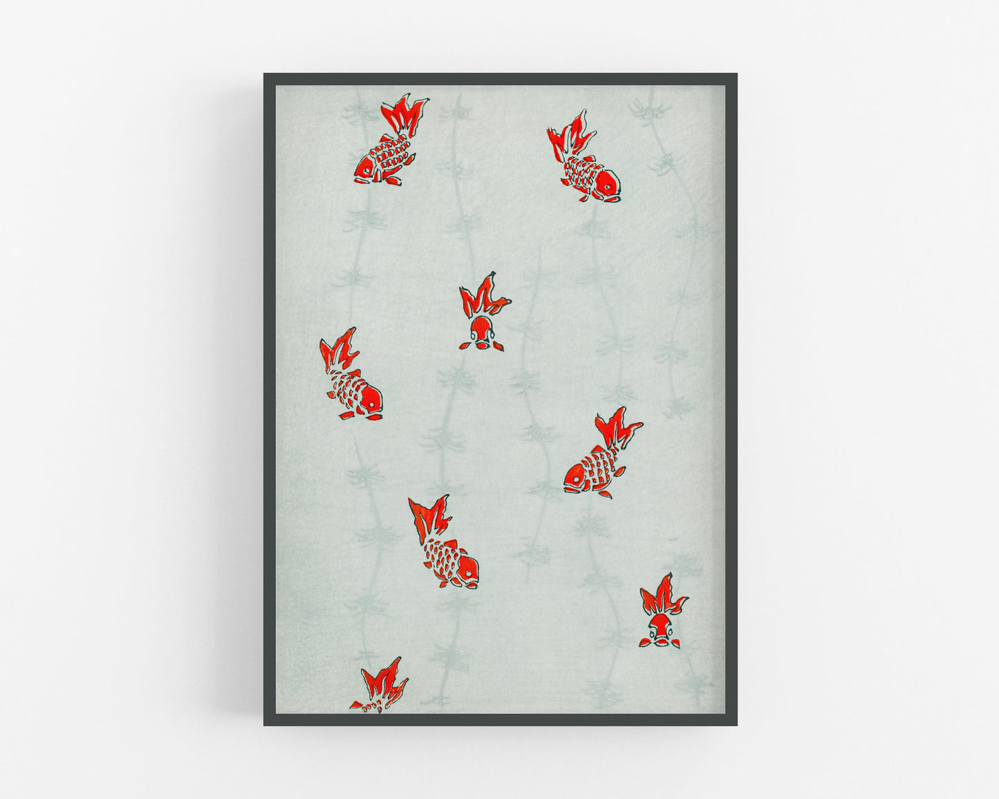 Gold fish and water art | Vintage Asian pattern print | Watanabe Seitei | Kacho-ga artist | Modern vintage décor | Eco-friendly gift