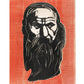 Old man with beard print | Vintage Edvard Munch | Woodcut portrait painting | Fine art men | Big beard | Modern vintage décor