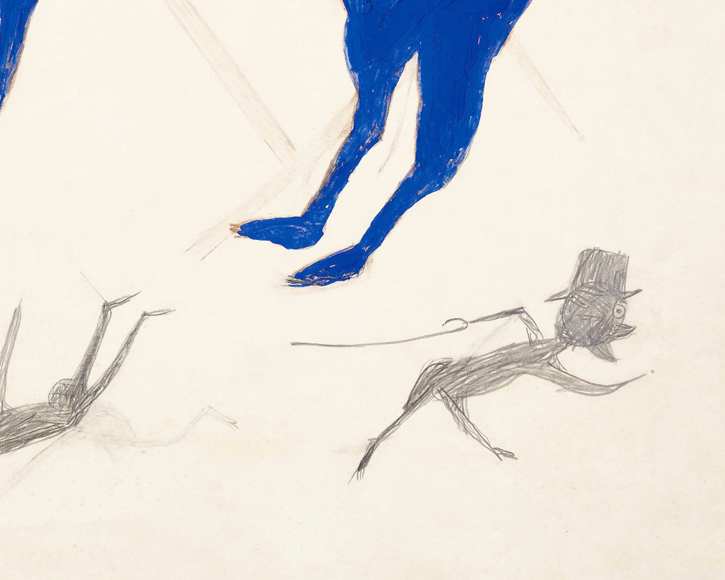 Bill Traylor Americana art | Blue animal with figures | Animal folk art | African American self-taught artist | Modern vintage wall décor