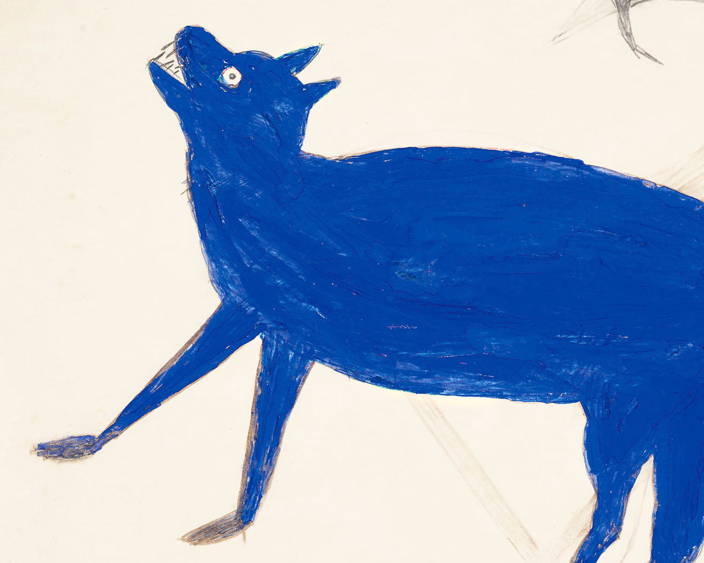 Bill Traylor Americana art | Blue animal with figures | Animal folk art | African American self-taught artist | Modern vintage wall décor