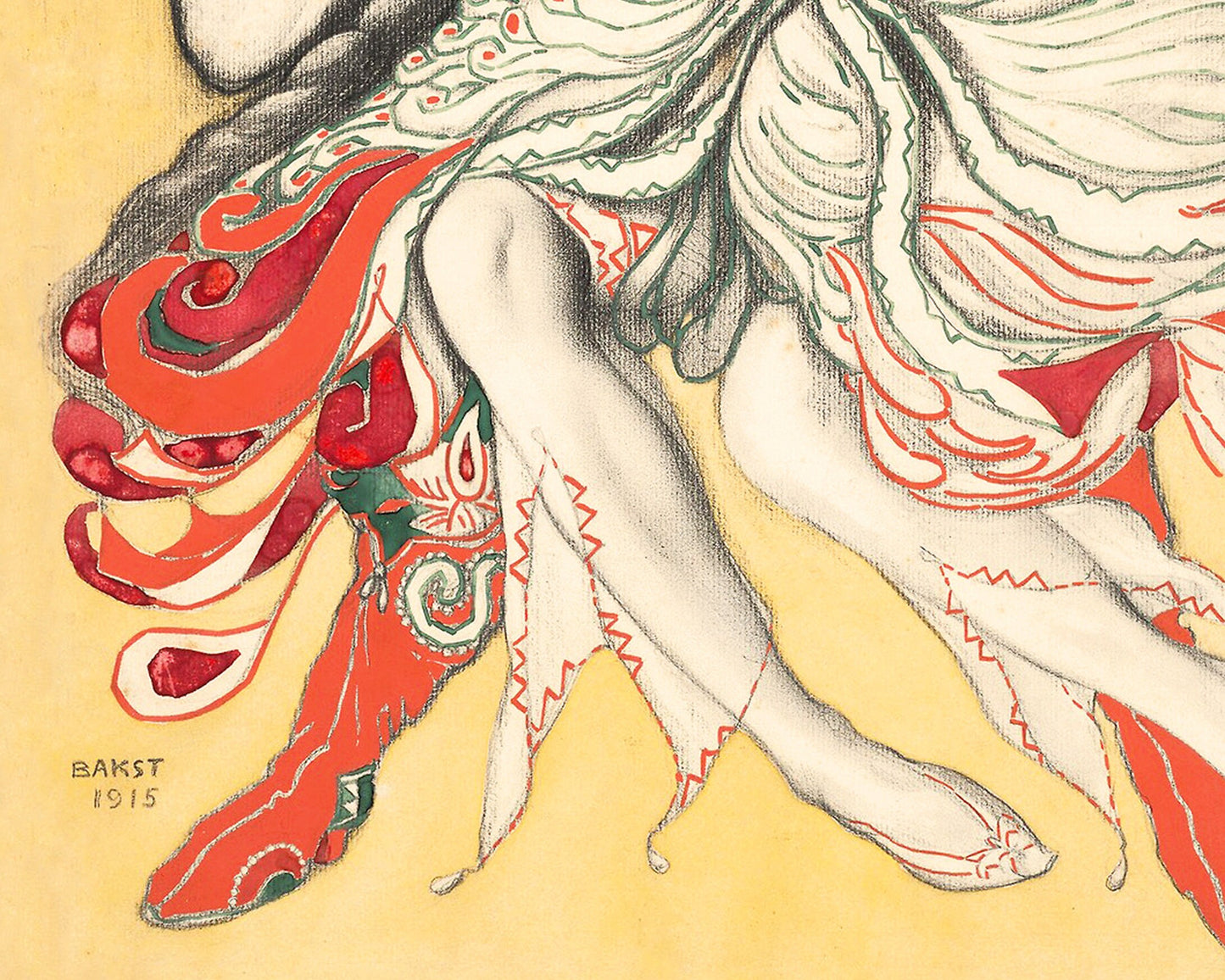 Vintage ballet art | the Firebird from L'Oiseau de Feu | 20th century dance costume | Leon Bakst | Modern Vintage decor | Eco-friendly gift