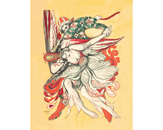 Arte de ballet antiguo | El pájaro de fuego de L'Oiseau de Feu | Traje de danza del siglo XX | Leon Bakst | Decoración vintage moderna | Regalo ecológico