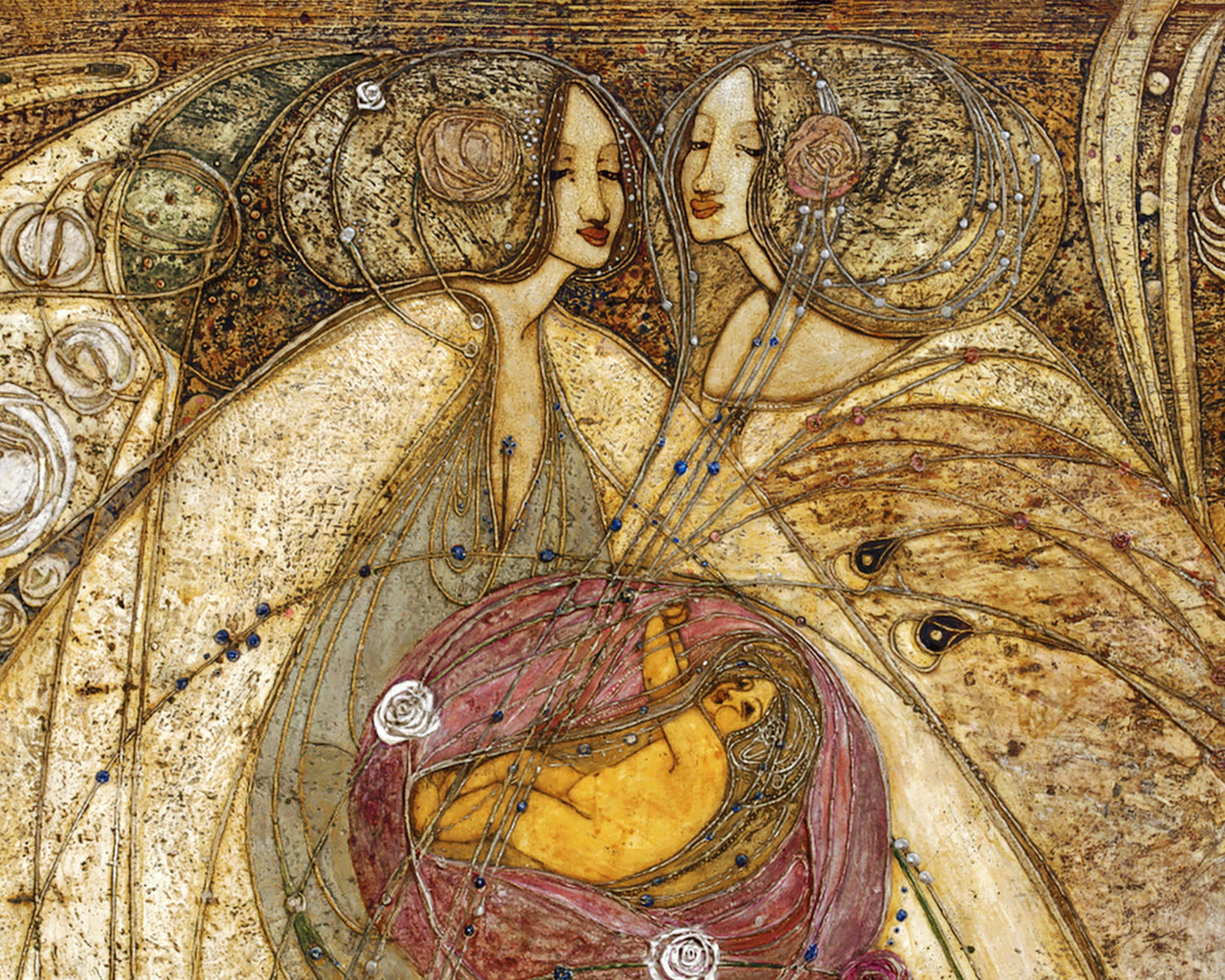 Cuadro de un niño en una flor | Impresión de El corazón de la rosa | Arte mural de estilo art nouveau | Margaret MacDonald Mackintosh | Artista femenina